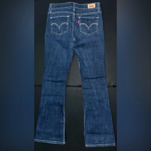 Levi's Classic Blue Super Low Flare Jeans - Picture 2 of 6